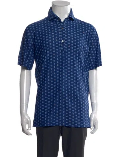 Pre-owned Tincati Floral Print Short Sleeve Shirt In Blue