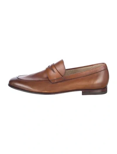 Pre-owned Tincati Leather Dress Loafers In Brown