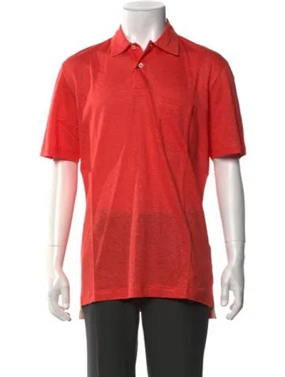 Pre-owned Tincati Linen Collar Polo Shirt W/ Tags In Orange