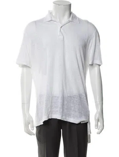Pre-owned Tincati Linen Collar Polo Shirt In White