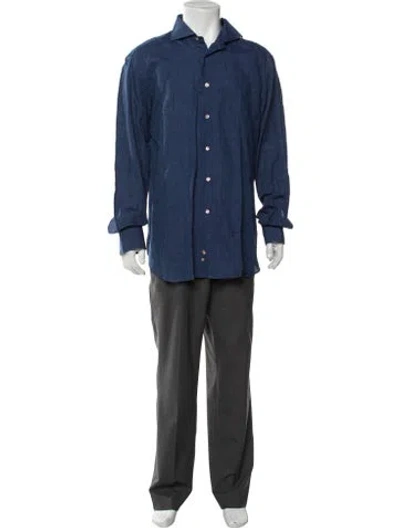 Pre-owned Tincati Long Sleeve Dress Shirt In Blue