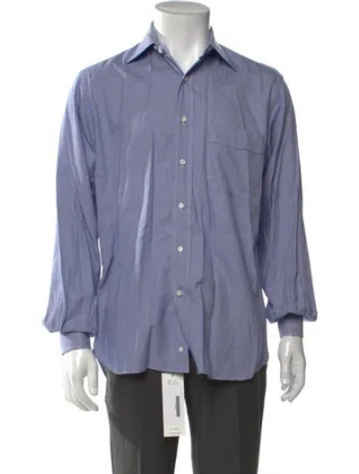 Pre-owned Tincati Patterned Long Sleeve Dress Shirt In Blue
