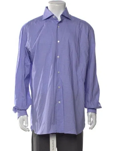 Pre-owned Tincati Patterned Long Sleeve Dress Shirt In Purple