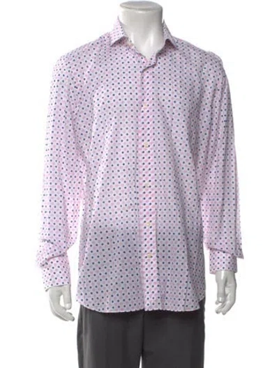 Pre-owned Tincati Patterned Long Sleeve Dress Shirt In White