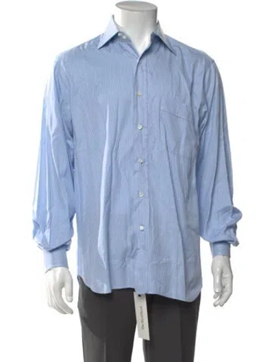 Pre-owned Tincati Plaid Print Long Sleeve Dress Shirt In Blue