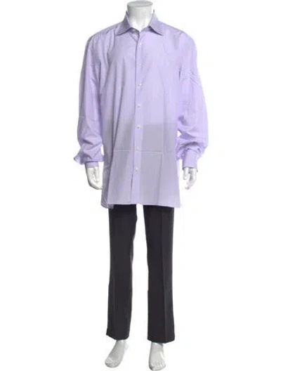 Pre-owned Tincati Plaid Print Long Sleeve Dress Shirt In Purple