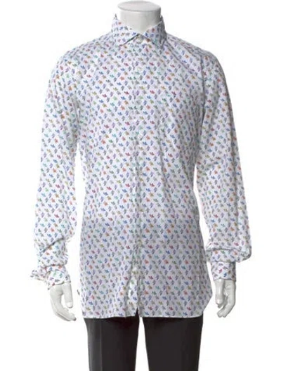 Pre-owned Tincati Printed Long Sleeve Dress Shirt In White