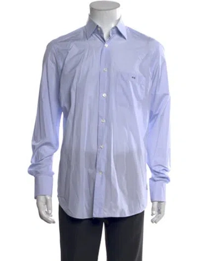 Pre-owned Tincati Striped Long Sleeve Dress Shirt In Blue