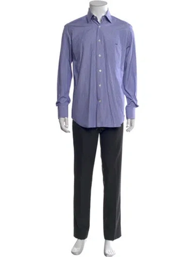 Pre-owned Tincati Striped Long Sleeve Dress Shirt In Blue