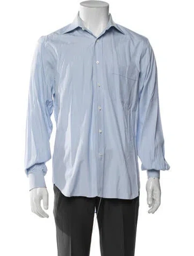 Pre-owned Tincati Striped Long Sleeve Dress Shirt In Blue