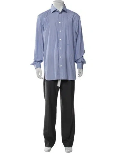 Pre-owned Tincati Striped Long Sleeve Dress Shirt In Blue