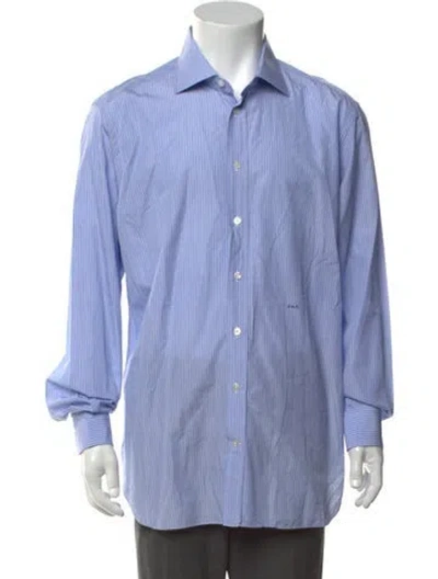 Pre-owned Tincati Striped Long Sleeve Dress Shirt In Blue