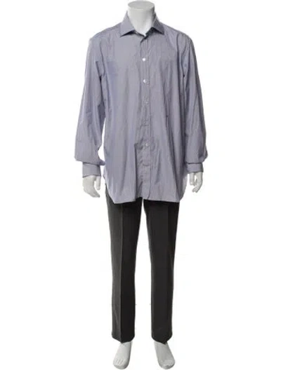 Pre-owned Tincati Striped Long Sleeve Dress Shirt In Blue