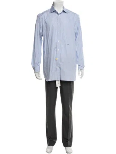 Pre-owned Tincati Striped Long Sleeve Dress Shirt In Blue