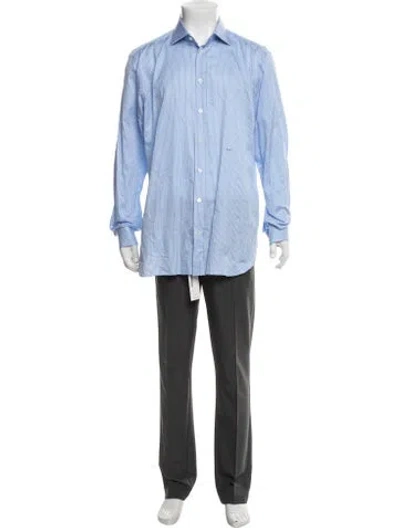 Pre-owned Tincati Striped Long Sleeve Dress Shirt In Blue