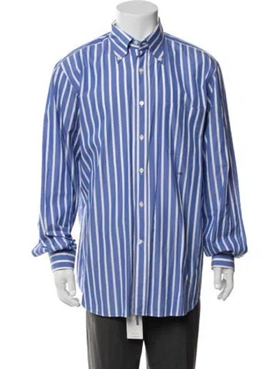 Pre-owned Tincati Striped Long Sleeve Dress Shirt In Blue