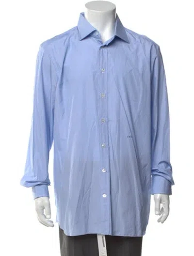 Pre-owned Tincati Striped Long Sleeve Dress Shirt In Blue
