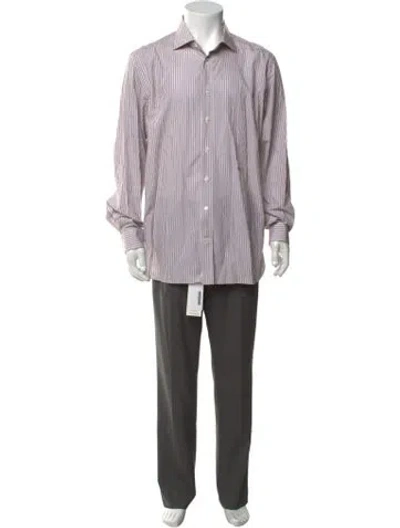 Pre-owned Tincati Striped Long Sleeve Dress Shirt In Multicolor