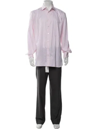 Pre-owned Tincati Striped Long Sleeve Dress Shirt In Pink