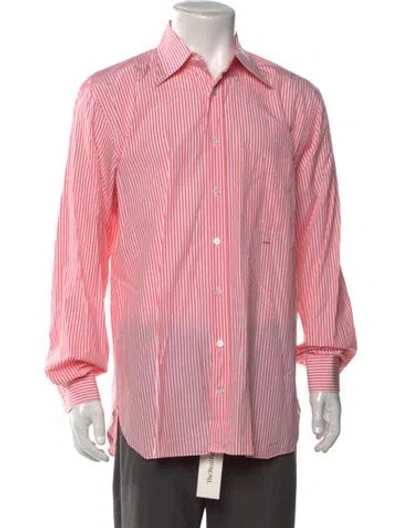 Pre-owned Tincati Striped Long Sleeve Dress Shirt In Pink