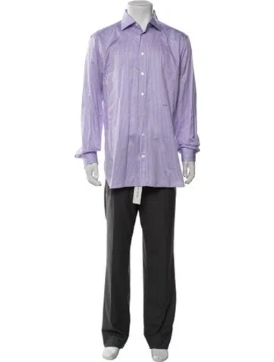 Pre-owned Tincati Striped Long Sleeve Dress Shirt In Purple