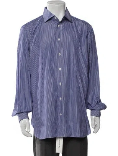 Pre-owned Tincati Striped Long Sleeve Dress Shirt In Purple