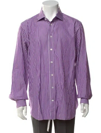 Pre-owned Tincati Striped Long Sleeve Dress Shirt In Purple