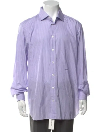 Pre-owned Tincati Striped Long Sleeve Dress Shirt In Purple