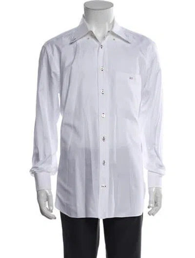 Pre-owned Tincati Striped Long Sleeve Dress Shirt In White