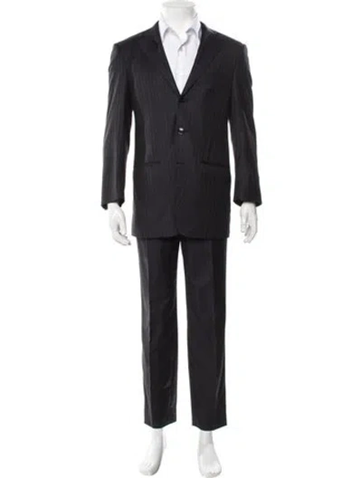 Pre-owned Tincati Wool Striped Two-piece Suit In Black