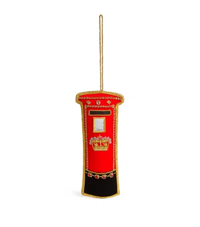 Tinker Tailor Beaded Post Box Tree Decoration In Red