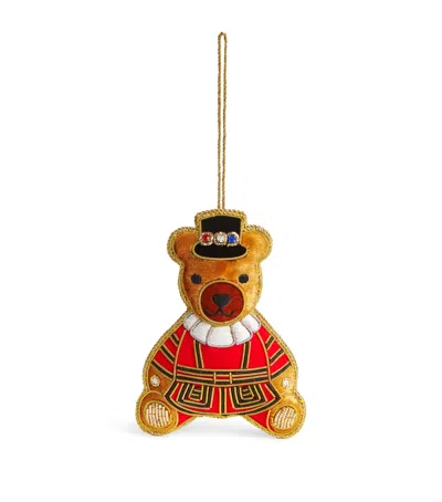 Tinker Tailor Uniformed Bear Tree Decoration In Gold