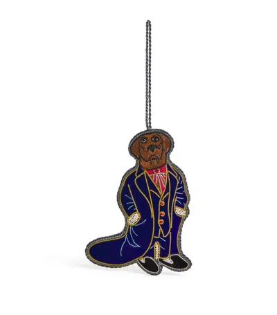 Tinker Tailor Velvet Standing Labrador Tree Decoration In Burgundy