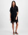 TINSEL JUNIORS' LACE BUTTON-FRONT SHORT-SLEEVE SHIRTDRESS