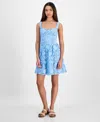 Tinsel Juniors' Lace Sweetheart-neck Bustier Dress In Bright Blue