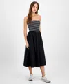 Tinsel Juniors' Strapless Mixed-media Midi Dress In White