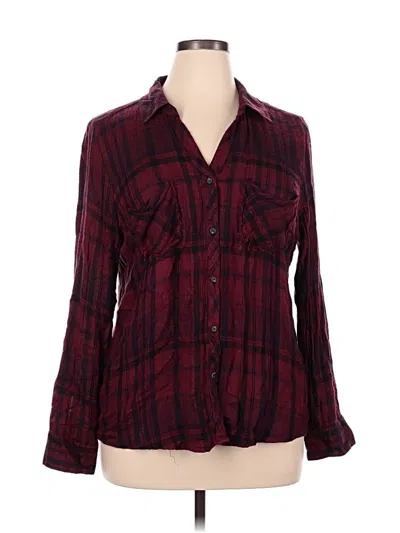 Pre-owned Tinsel Long Sleeve Button Down Shirt In Burgundy