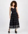 Tinsel Petite V-neck Sleeveless Black Eyelet Maxi Dress