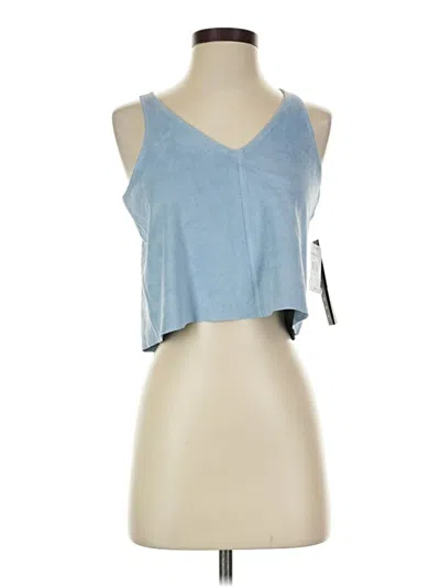 Tinsel Sleeveless Top Blue Halter Neckline Tops