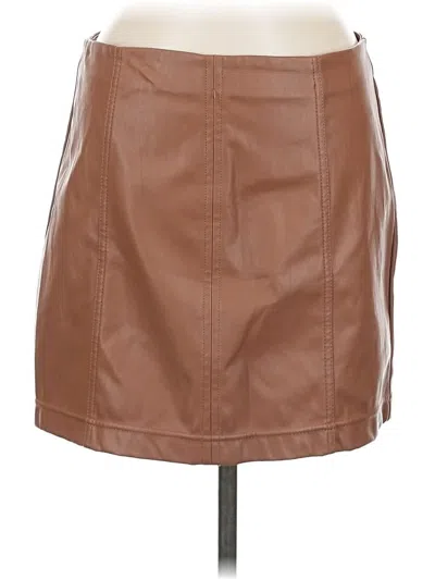 Pre-owned Tinseltown Faux Leather Skirt In Brown