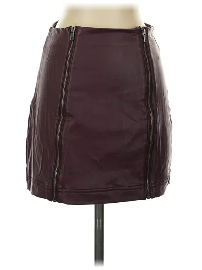 Pre-owned Tinseltown Faux Leather Skirt In Burgundy