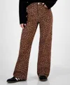 Tinseltown Juniors' Leopard-print Wide-leg Jeans In Leopard