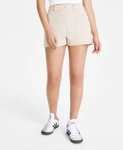 Tinseltown Juniors' Fly-front High-rise Shorts In Buff Nude