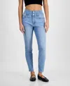 Tinseltown Juniors' High-rise Double-waistband Skinny Jeans In Justify Wash