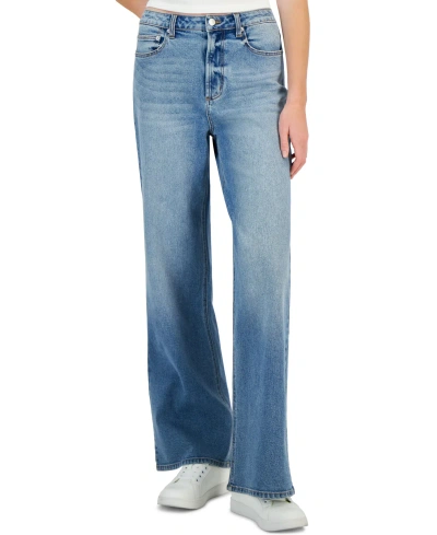 Tinseltown Juniors' High Rise Wide Leg Jeans In Harrison Wash
