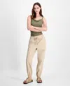 Tinseltown Juniors' High Waisted Pull On Utility Jogger Pants In Green