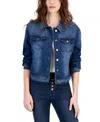 Tinseltown Juniors' Long-sleeve Denim Trucker Jacket In Dark Wash