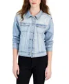 Tinseltown Juniors' Long-sleeve Denim Trucker Jacket In Light Wash