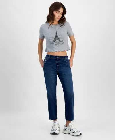 Tinseltown Juniors' Mid-rise Carpenter Slim Straight Jeans In Dark Wash