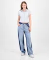 Tinseltown Juniors' Mixed Media Denim Sweatpants